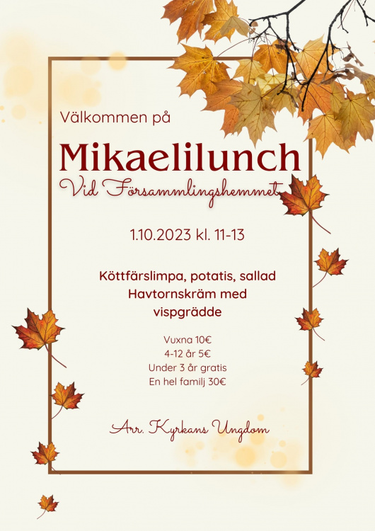 Välkommen till Mikaelilunch i Nykarleby församlingshem